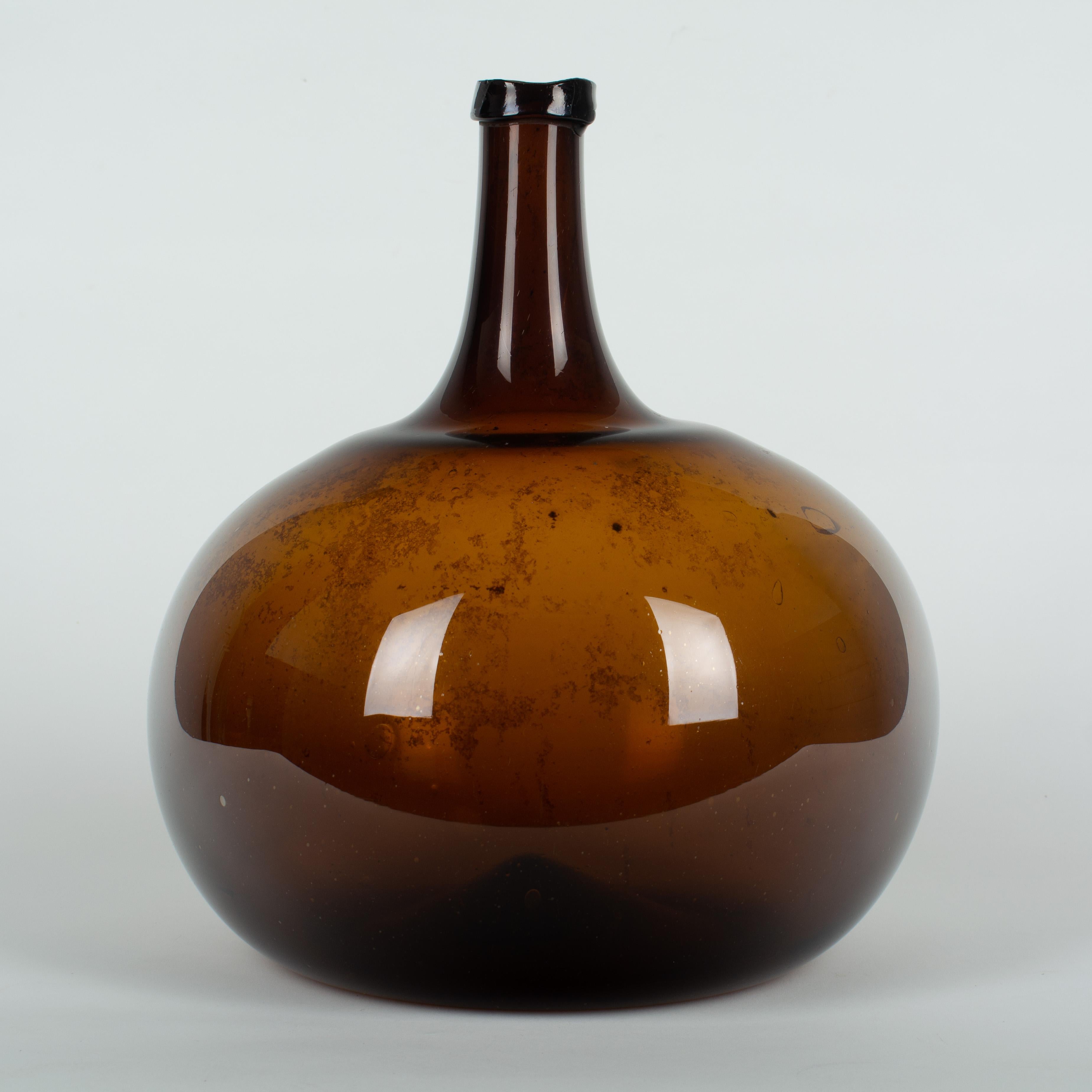 French Provincial 19th Century French Blown Glass Demijohn Bottle