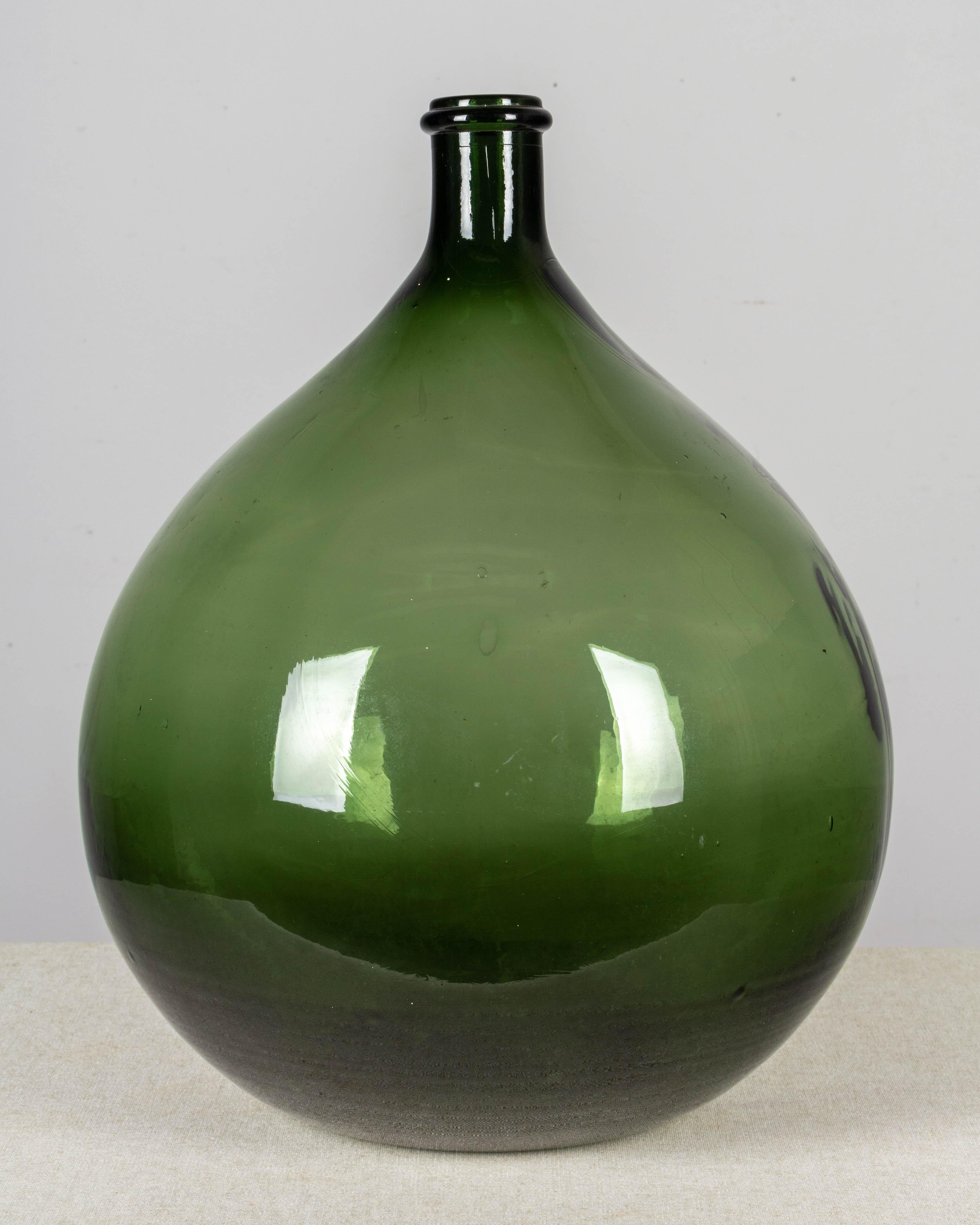 Hand-Crafted 19th Century French Blown Glass Demijohn Bottle