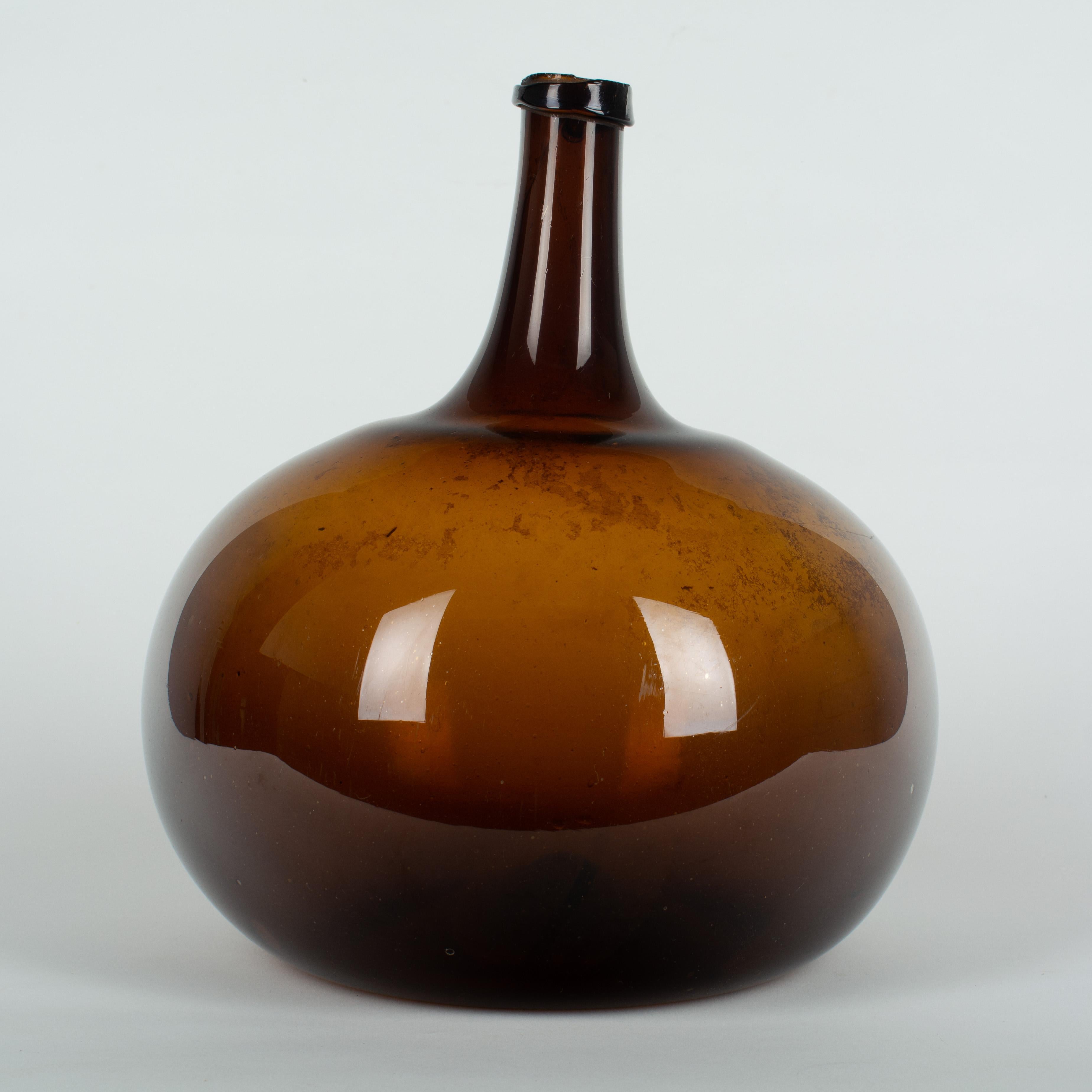 Hand-Crafted 19th Century French Blown Glass Demijohn Bottle