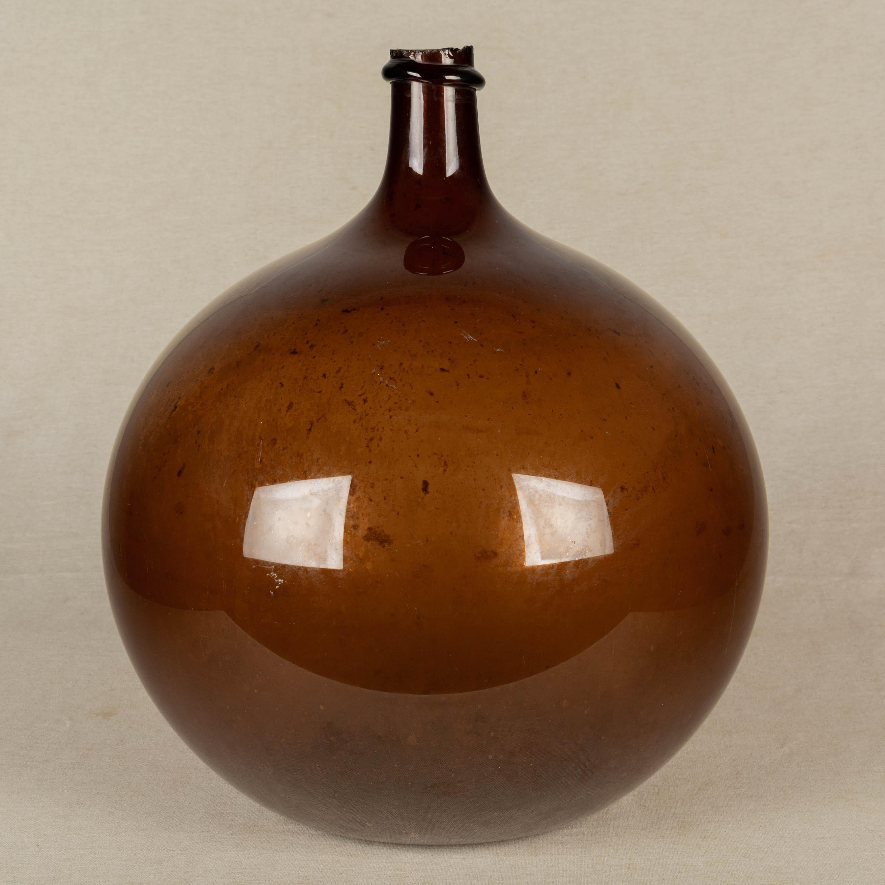 19th Century French Blown Glass Demijohn Bottle In Good Condition In Winter Park, FL
