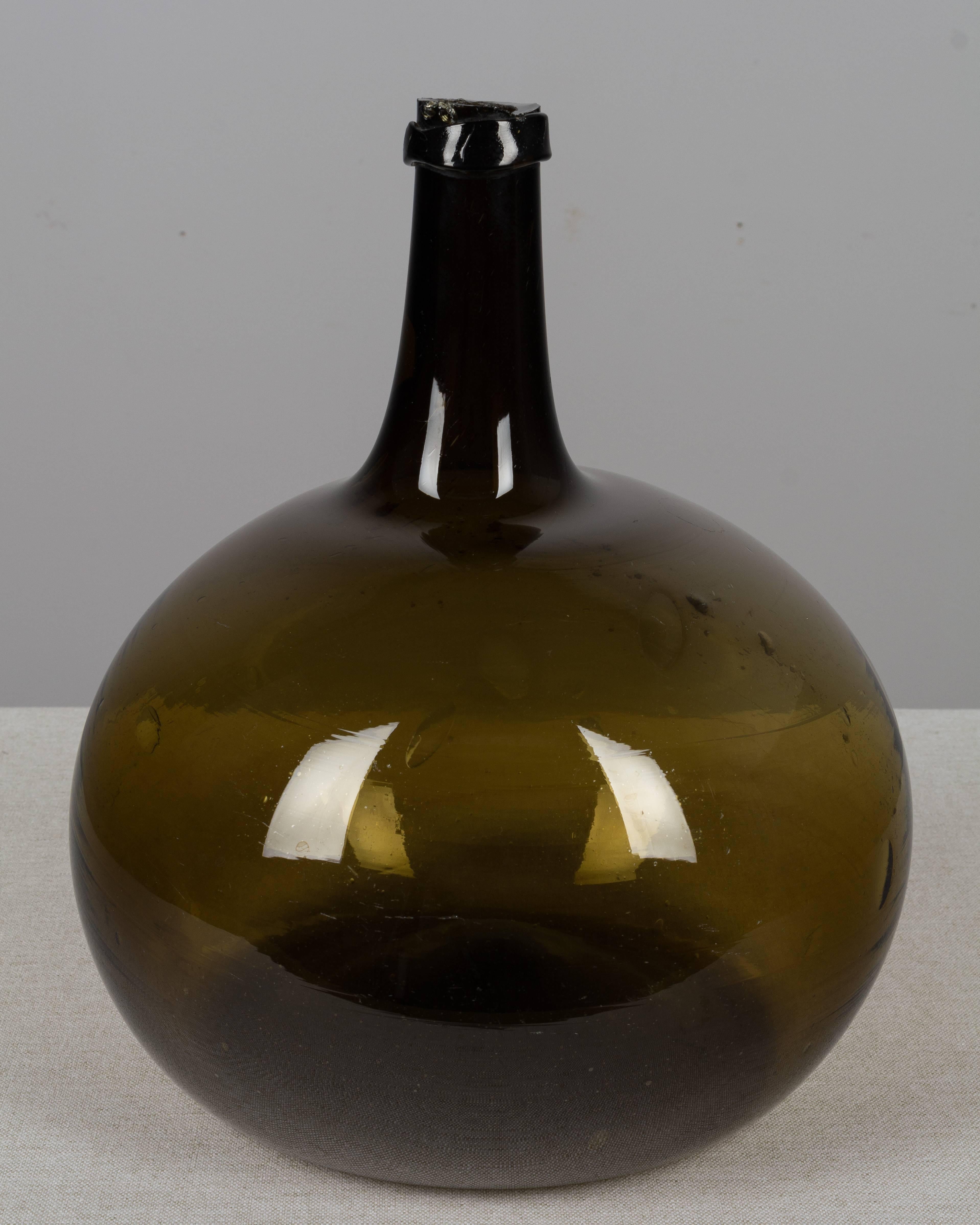 19th Century French Blown Glass Demijohn Bottle 1