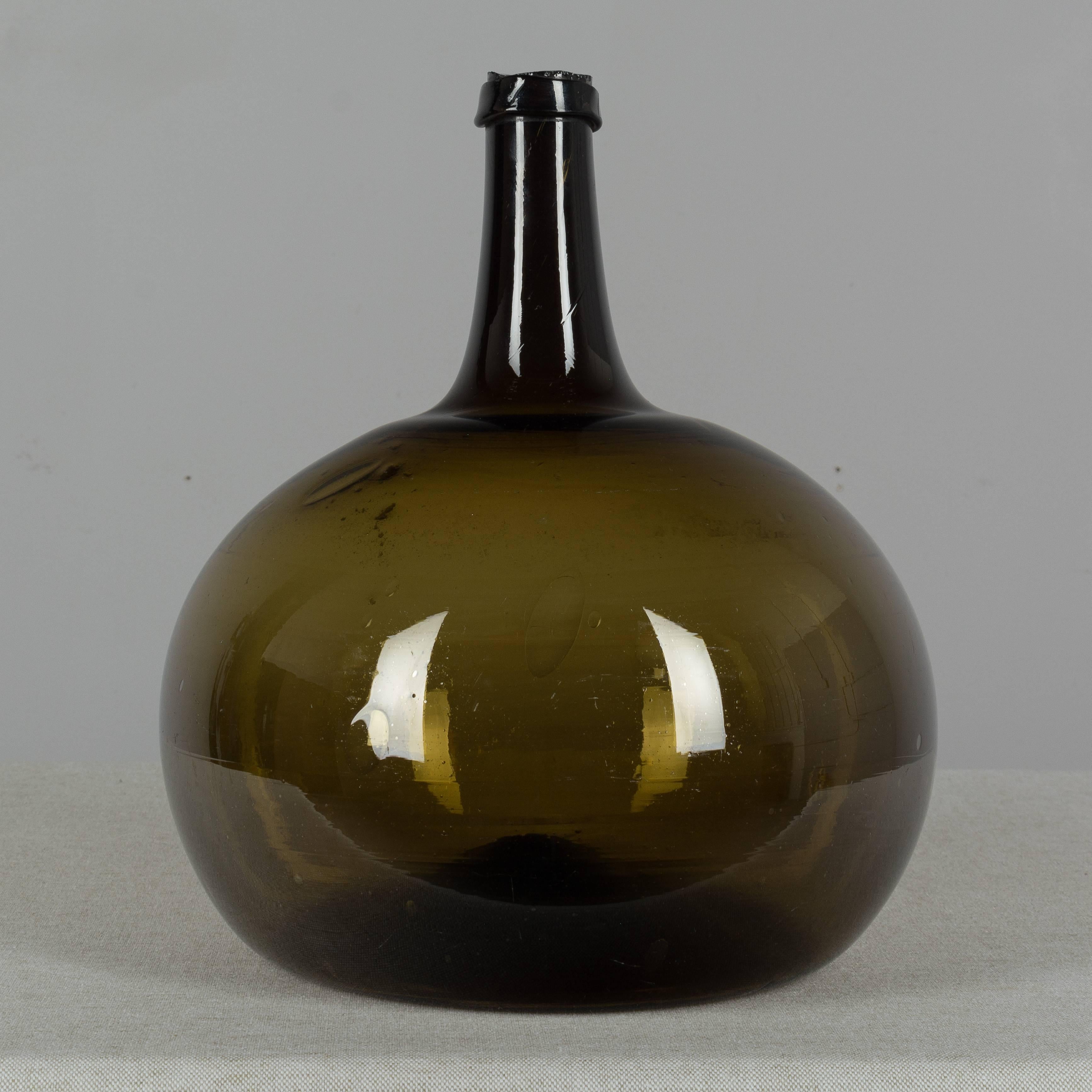 19th Century French Blown Glass Demijohn Bottle 3