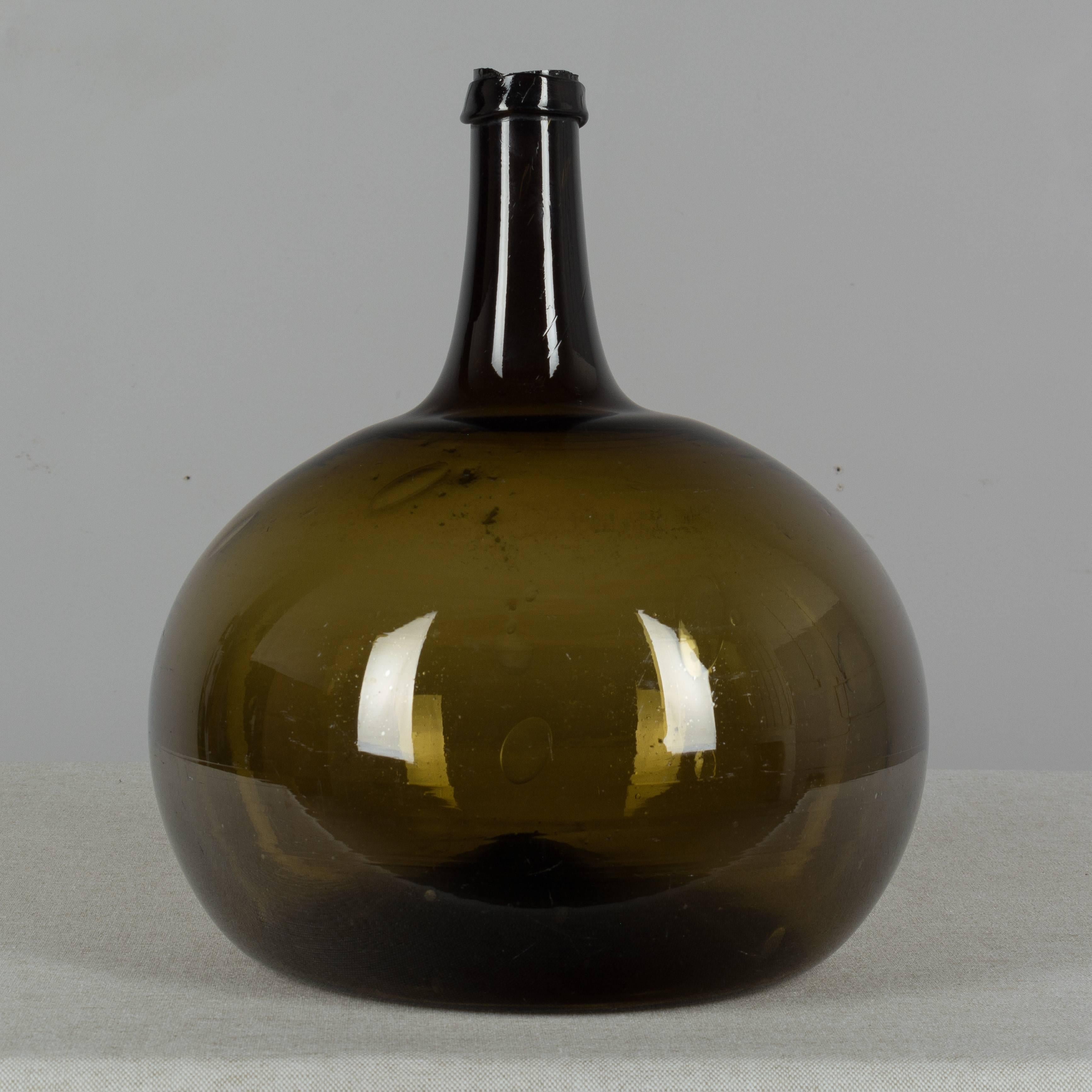 19th Century French Blown Glass Demijohn Bottle 4
