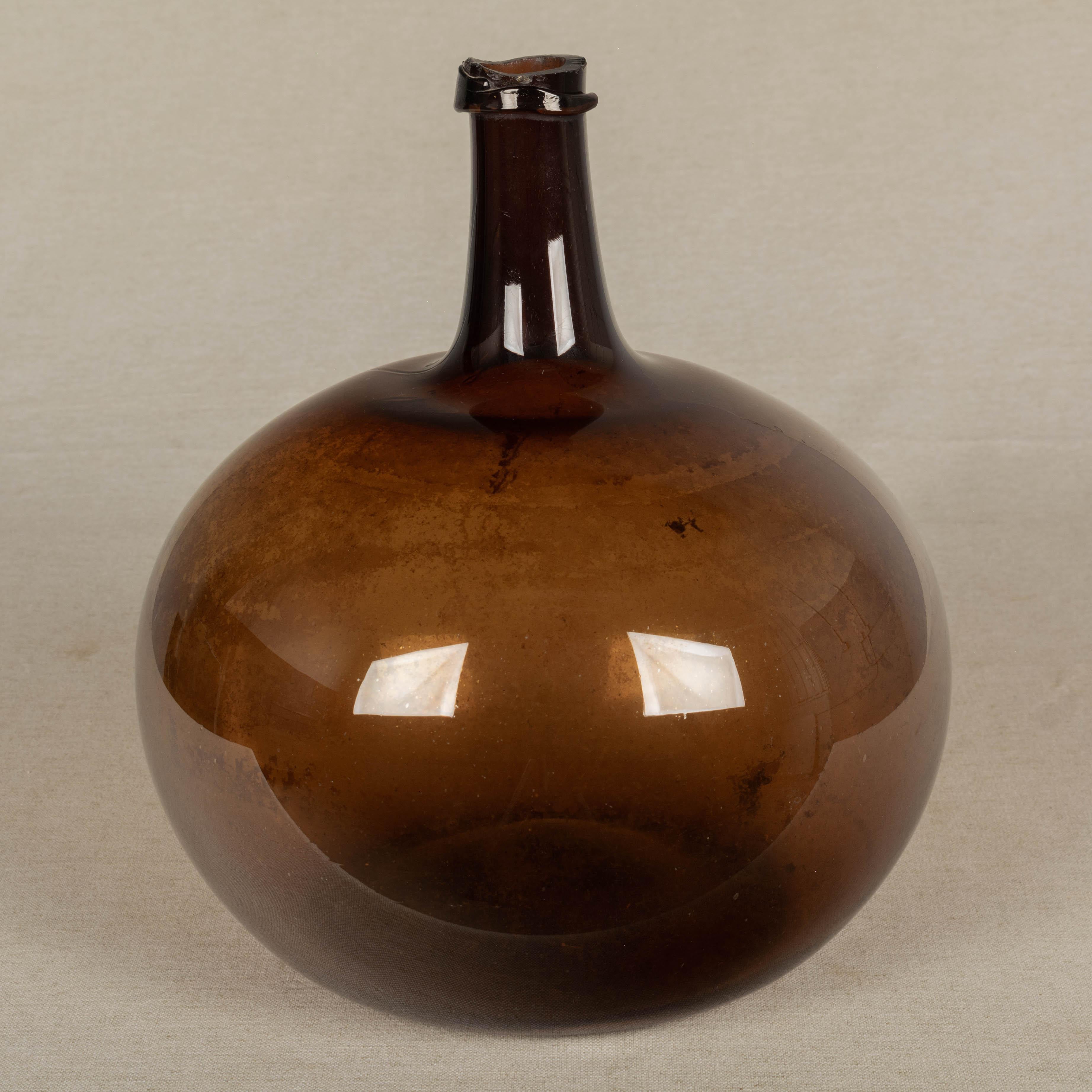 19th Century French Blown Glass Demijohn Bottle Small 1
