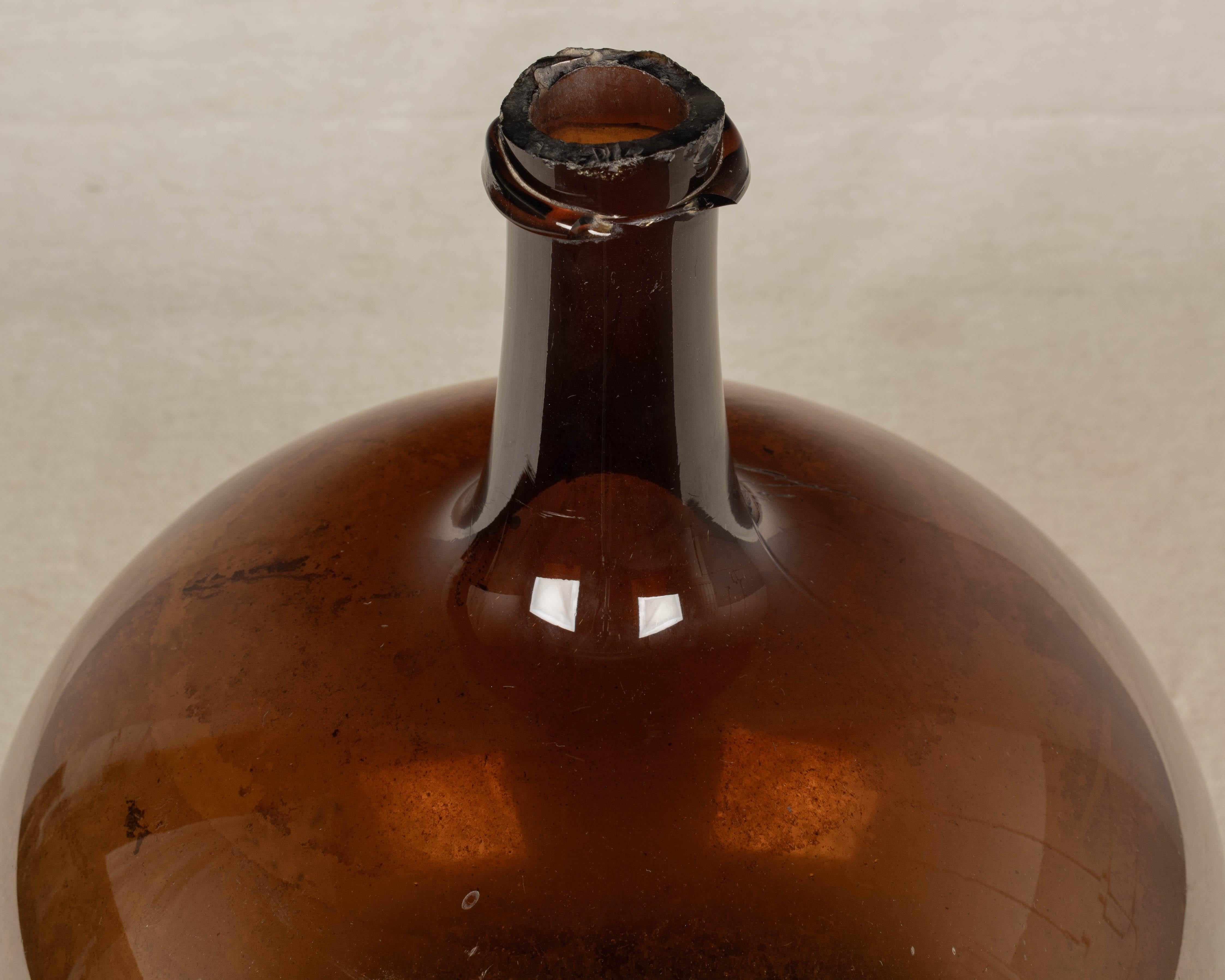 19th Century French Blown Glass Demijohn Bottle Small 4