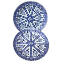 19th Century French Blue and White Faience Comport Sarreguemines