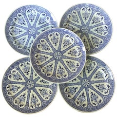 19th Century French Blue and White Faience Dinner Plate Sarreguemines