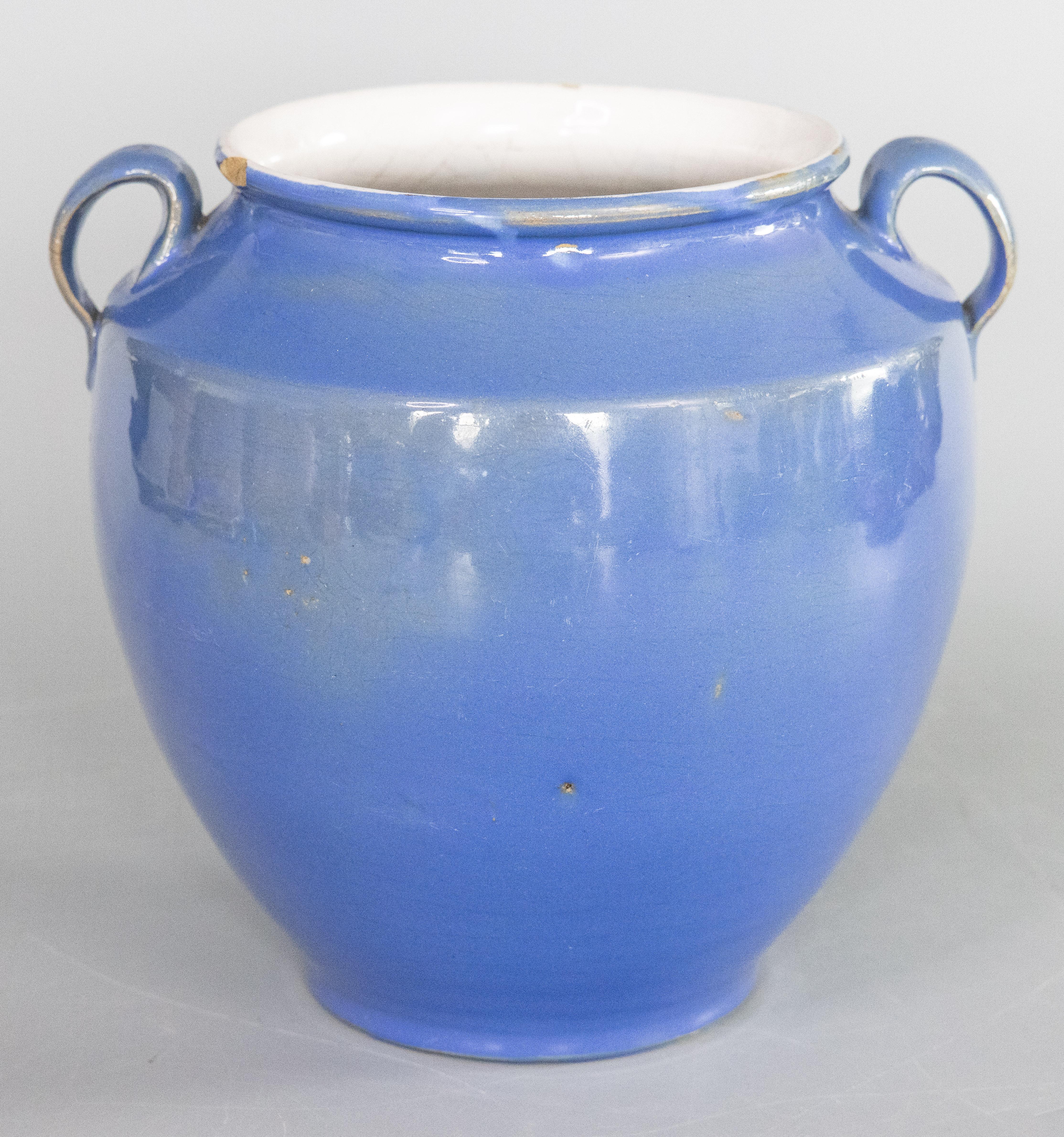 19th Century French Blue Confit Pot In Good Condition For Sale In Pearland, TX