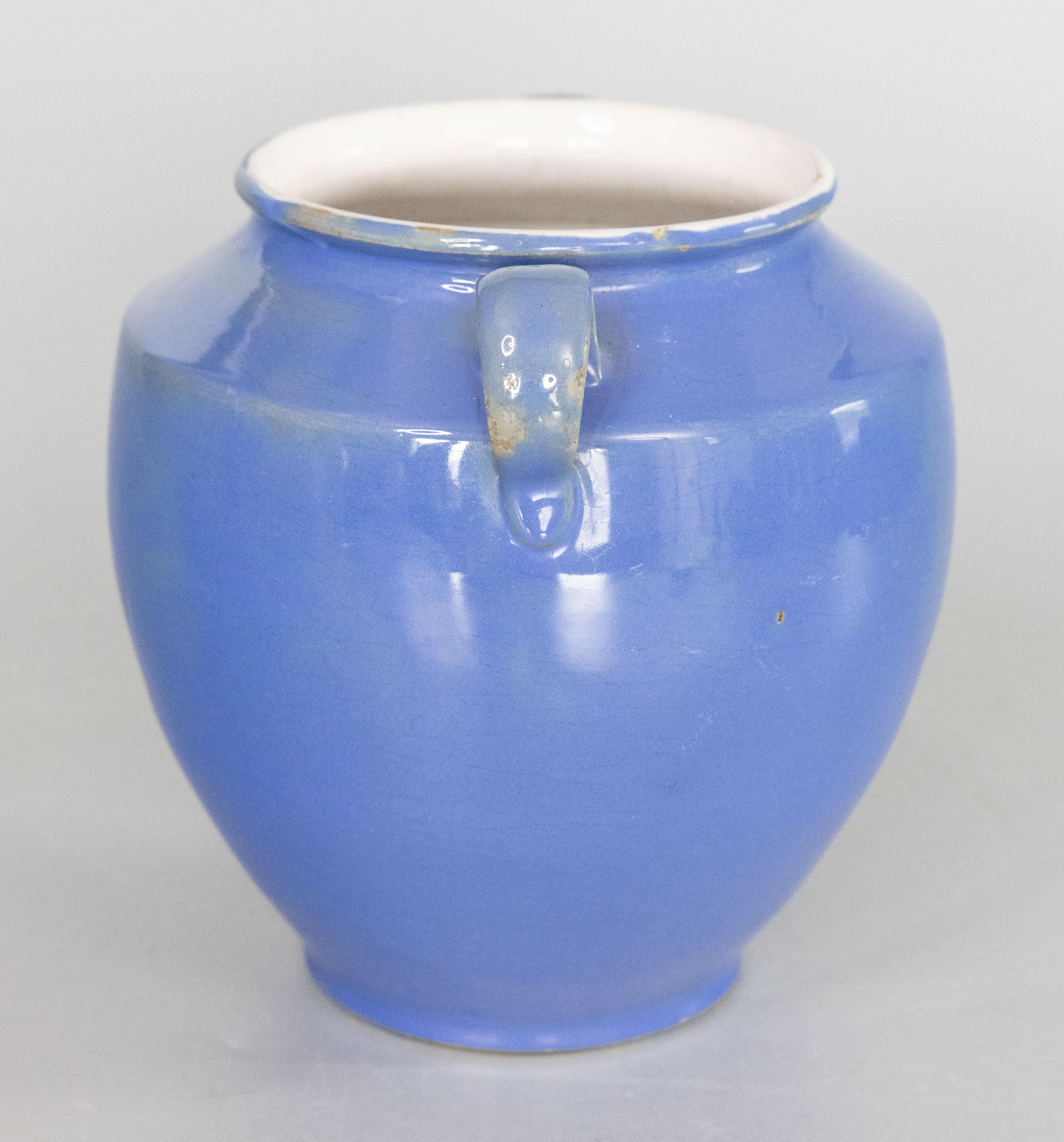 Terracotta 19th Century French Blue Confit Pot For Sale