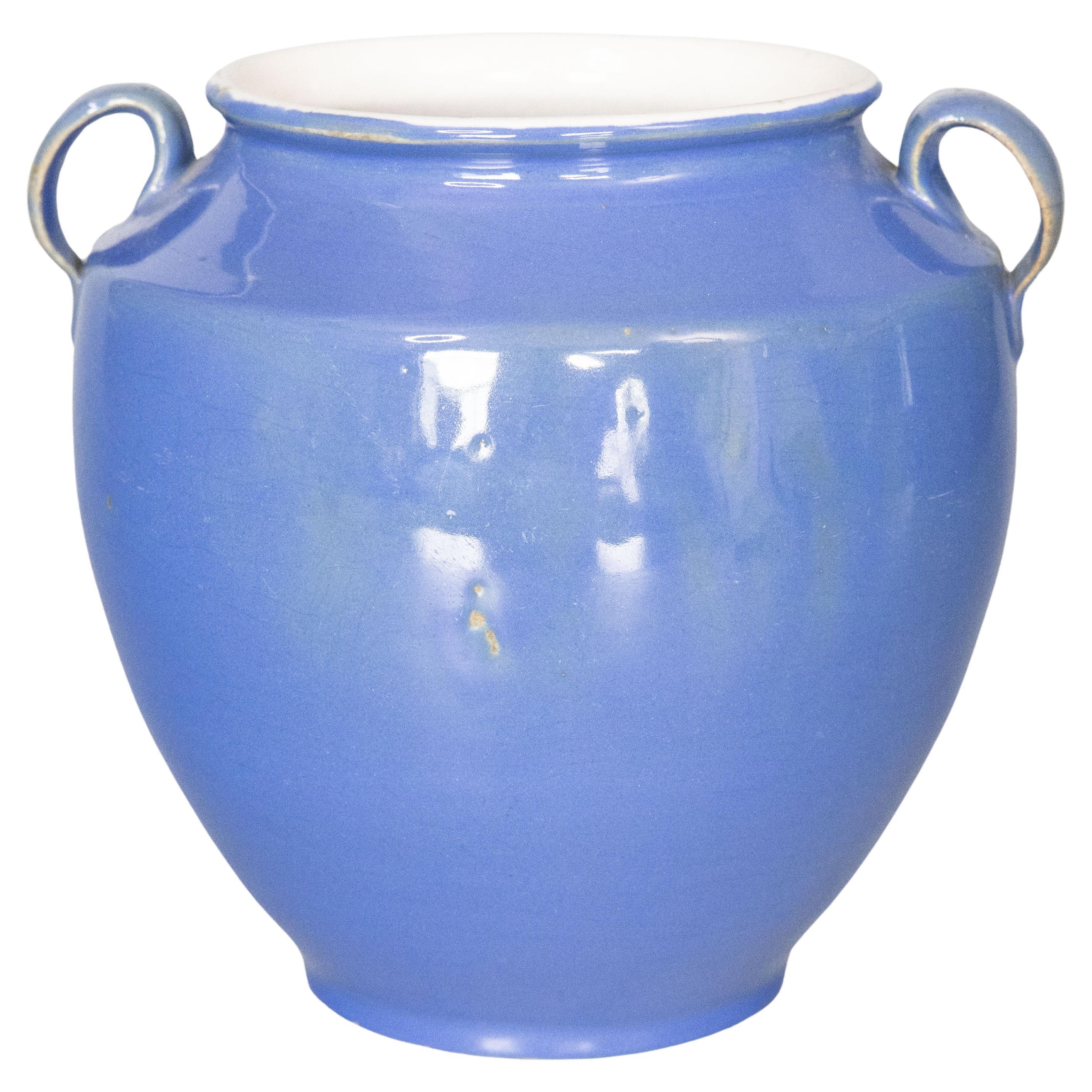 19th Century French Blue Confit Pot For Sale