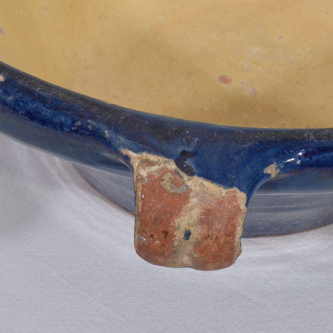 Ciotola da latte o Tian in terracotta smaltata blu francese del XIX secolo in vendita 8