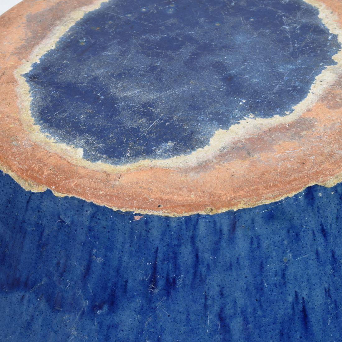 Französische blau glasierte Terrakotta-Gemüseschale oder Tian aus dem 19. Jahrhundert im Angebot 14
