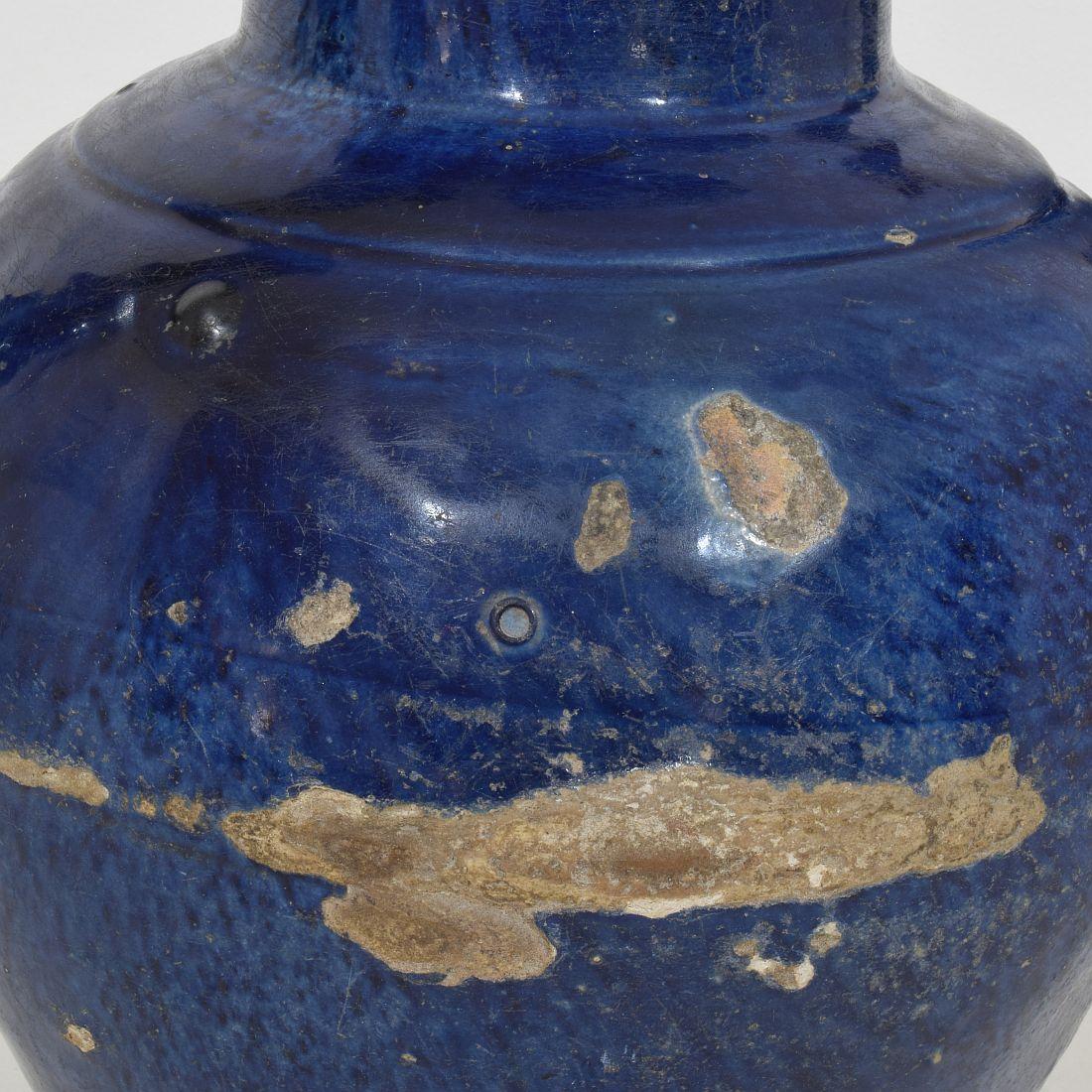 19th Century French Blue Glazed Terracotta Jug or Water Cruche 8