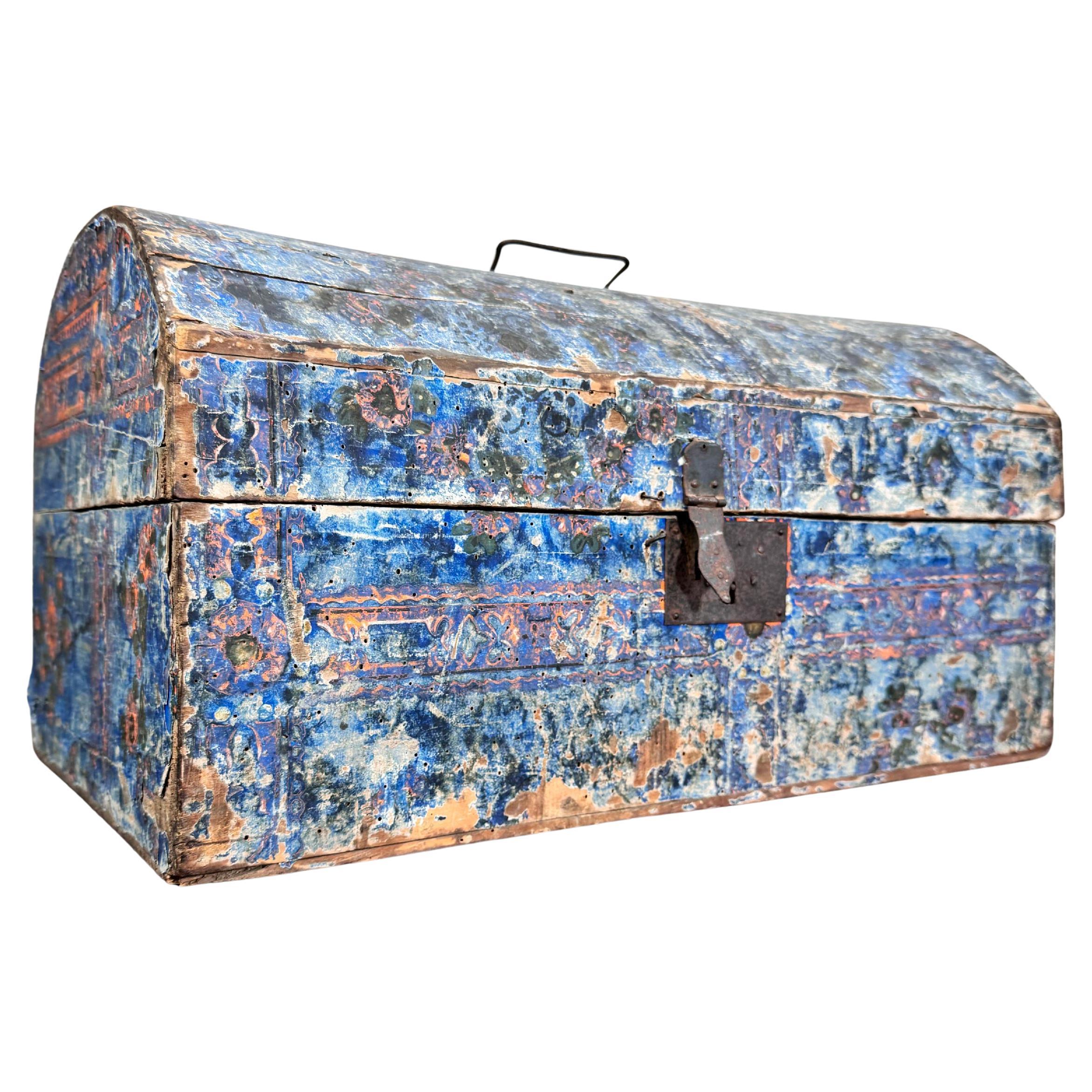 Caja Matrimonial Normanda Azul Francesa del Siglo XIX