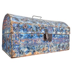 Antique 19th Century French Blue Normandy Marriage Box
