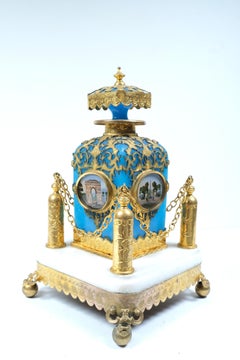 19th Century French Blue Opaline Perfume Bottle