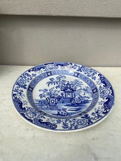 Plat chinoiserie française du 19ème siècle, bleu et blanc Creil et Montereau