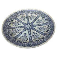 19th Century French Blue & White Faience Dessert Plate Sarreguemines