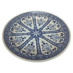 19th Century French Blue & White Faience Dessert Plate Sarreguemines