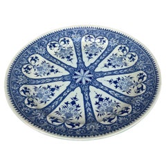 19th Century French Blue & White Faience Dinner Plate Sarreguemines