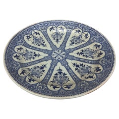 19th Century French Blue & White Faience Dinner Plate Sarreguemines