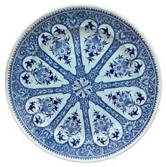 Used 19th Century French Blue & White Faience Dinner Plate Sarreguemines