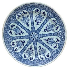 19th Century French Blue & White Faience Dinner Plate Sarreguemines