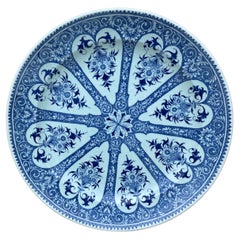 19th Century French Blue & White Faience Dinner Plate Sarreguemines