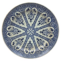 19th Century French Blue & White Faience Dinner Plate Sarreguemines