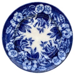 Piatto francese del XIX secolo in bianco e blu Morning Glory Vieillard Bordeaux