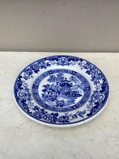 19th Century French Blue & White Pagoda Plate Creil et Montereau