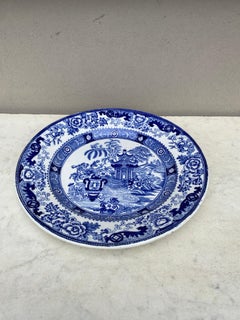 19th Century French Blue & White Pagoda Plate Creil et Montereau