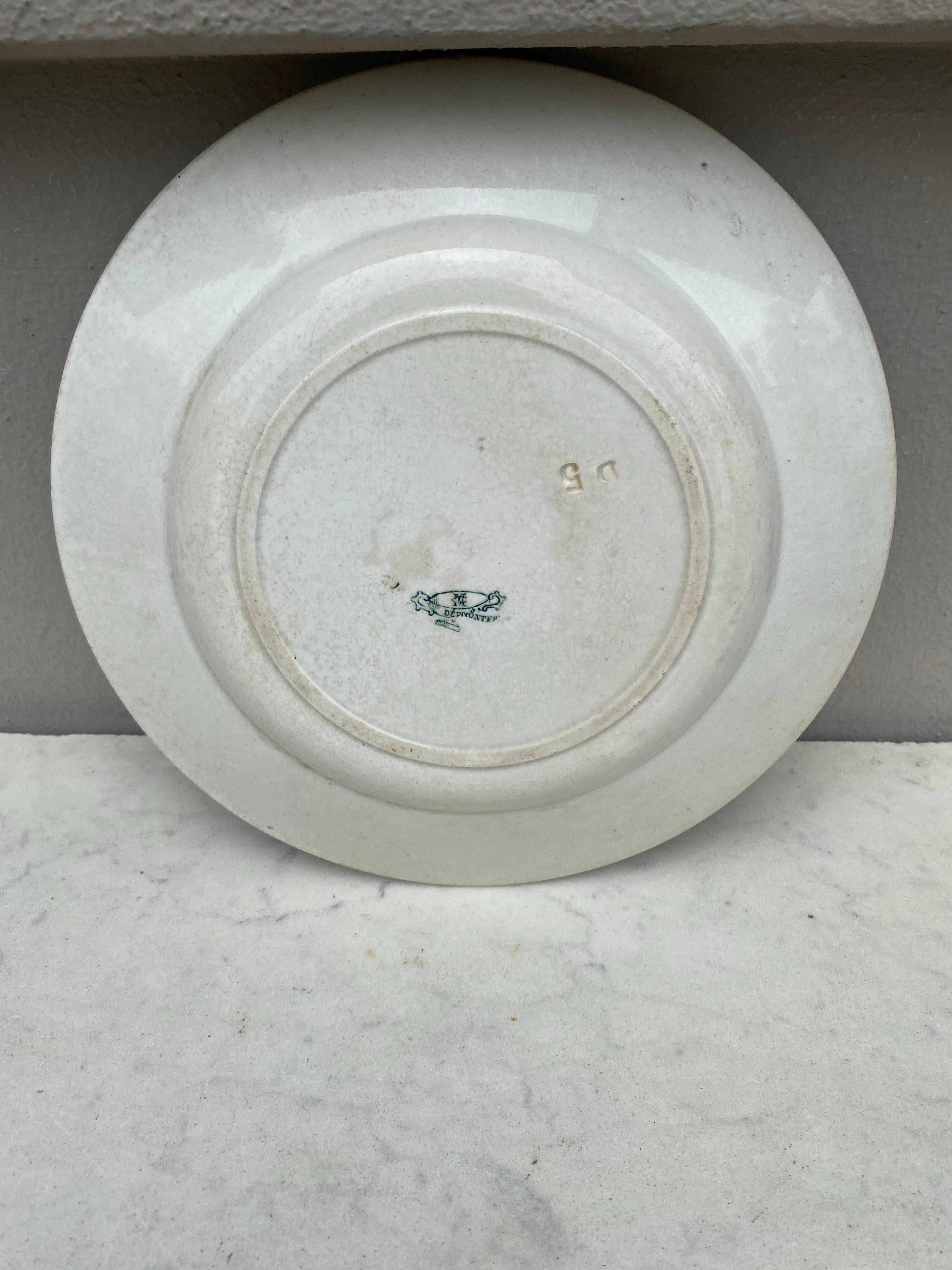 Chinoiserie 19th Century French Blue & White Pagoda Plate Creil et Montereau