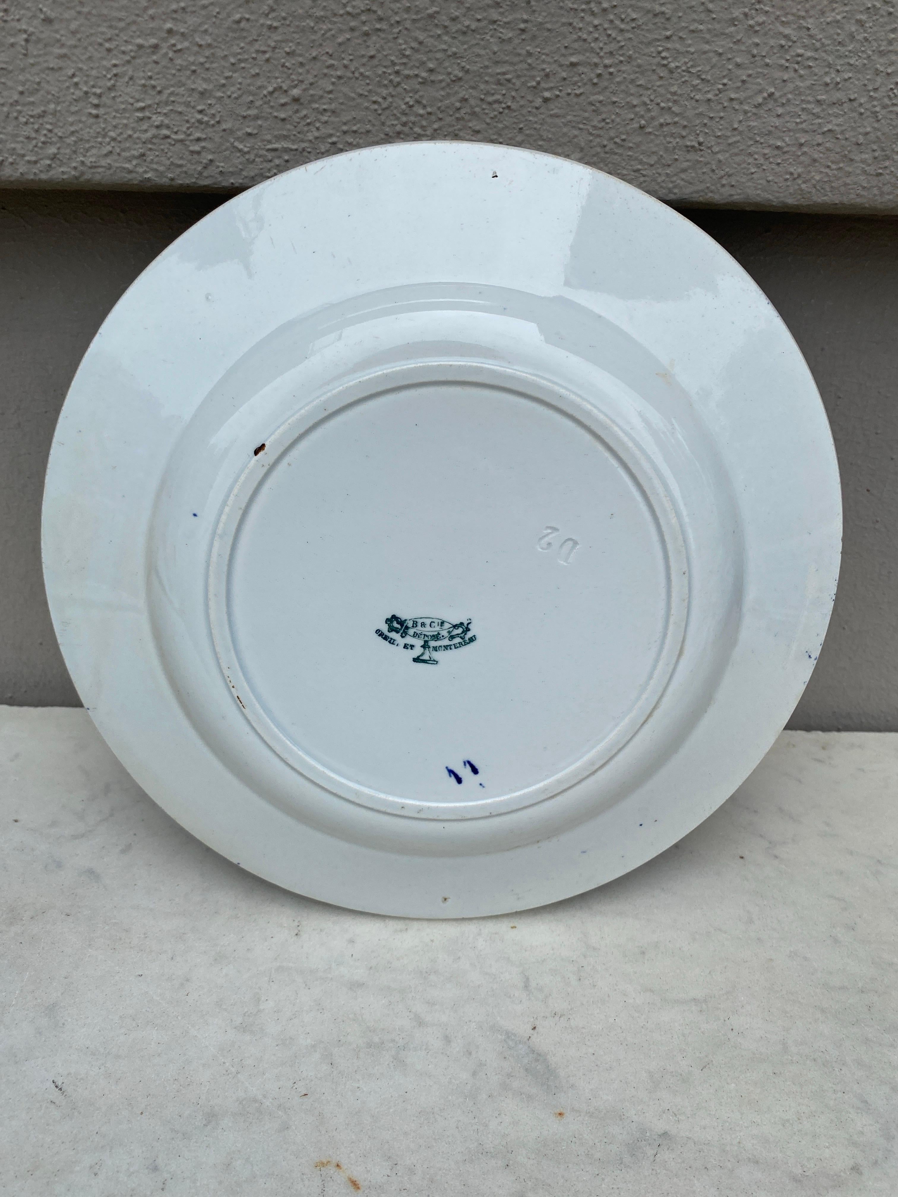 Chinoiserie 19th Century French Blue & White Pagoda Plate Creil et Montereau For Sale