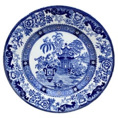 Plato Pagoda Francés Azul y Blanco Creil et Montereau del Siglo XIX