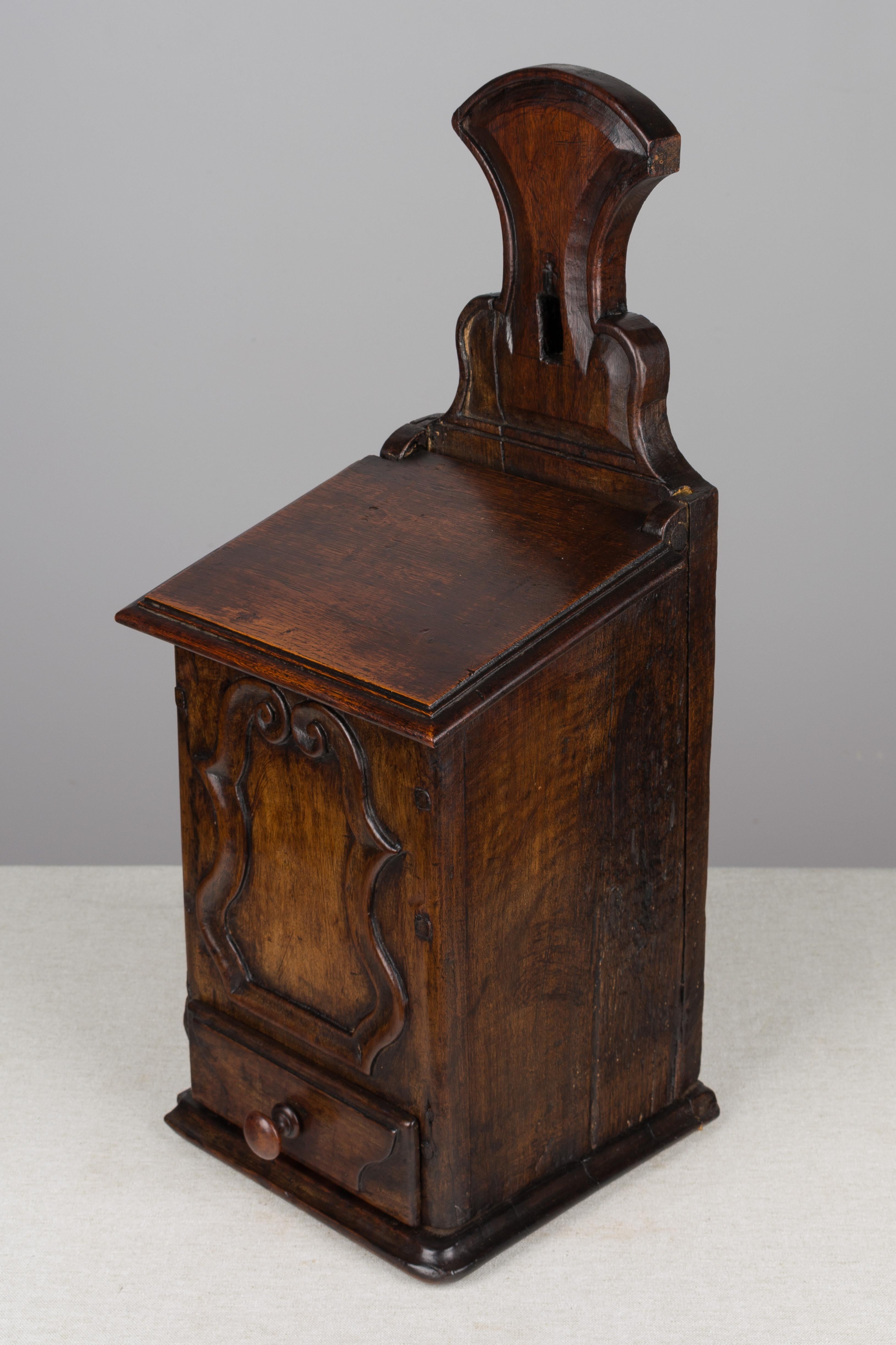 Hand-Carved 19th Century French Boite à Sel or Salt Box For Sale