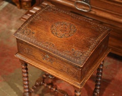 19th Century French Bombe Carved Chest on Turned Legs Base from Normandy