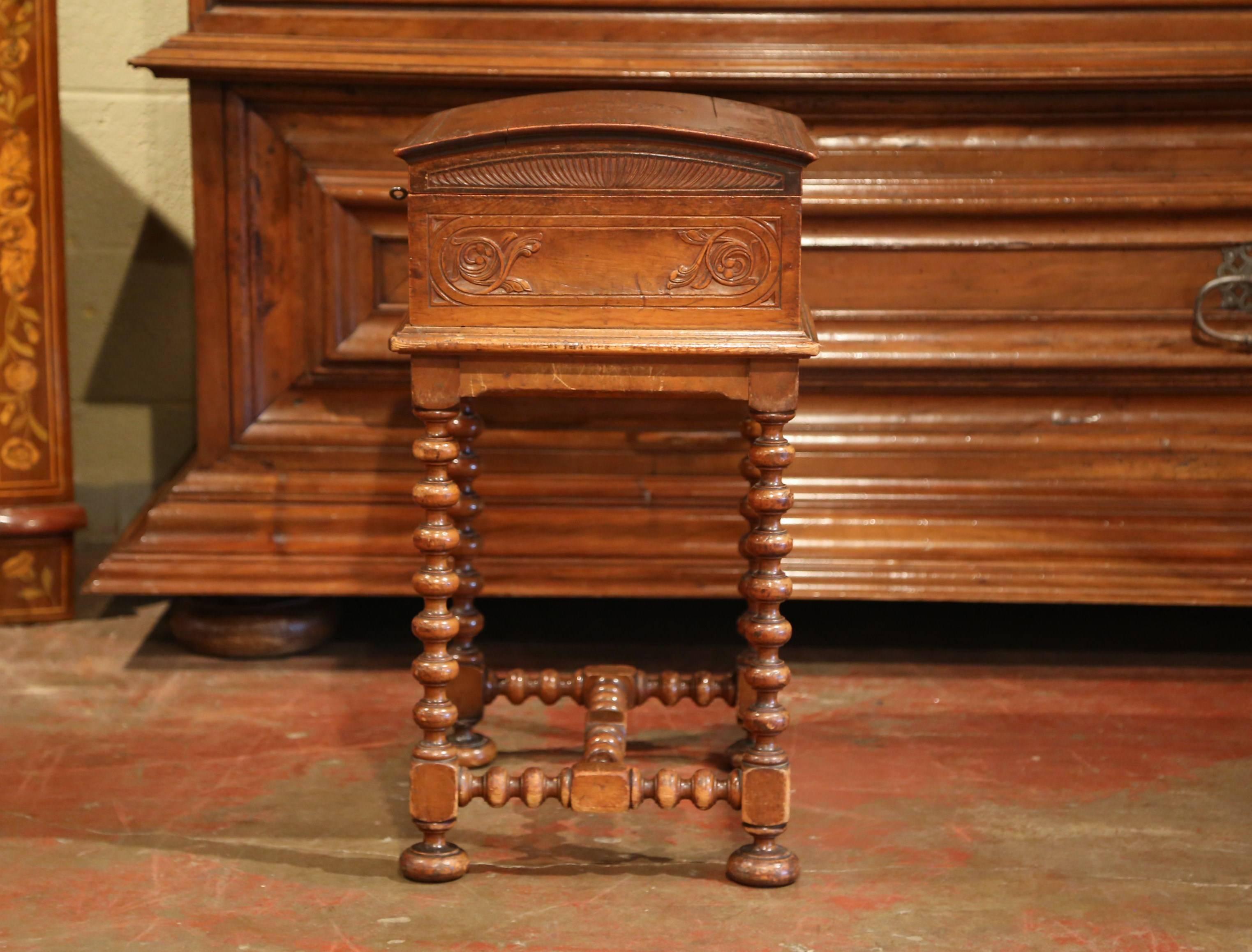 19th Century French Bombe Carved Chest on Turned Legs Base from Normandy 1