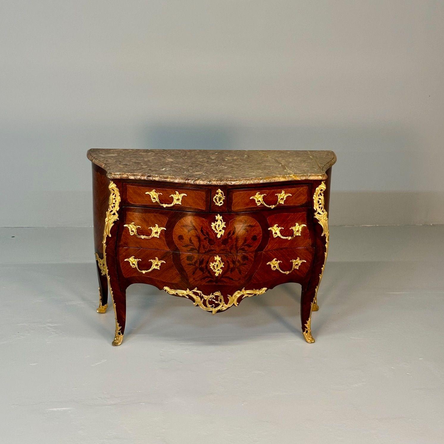 French François Linke Style, Louis XV, Commode, Mahoagany, Marble, France, 1890s For Sale