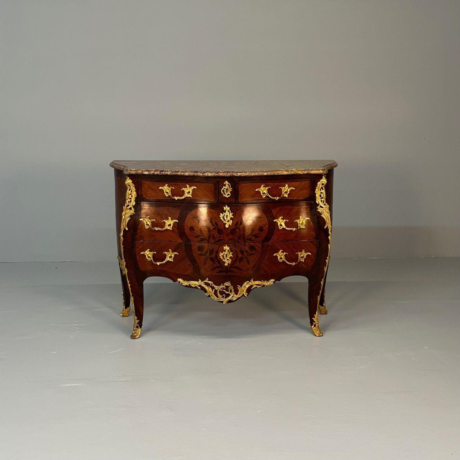 François Linke Style, Louis XV, Commode, Mahoagany, Marble, France, 1890s In Good Condition For Sale In Stamford, CT