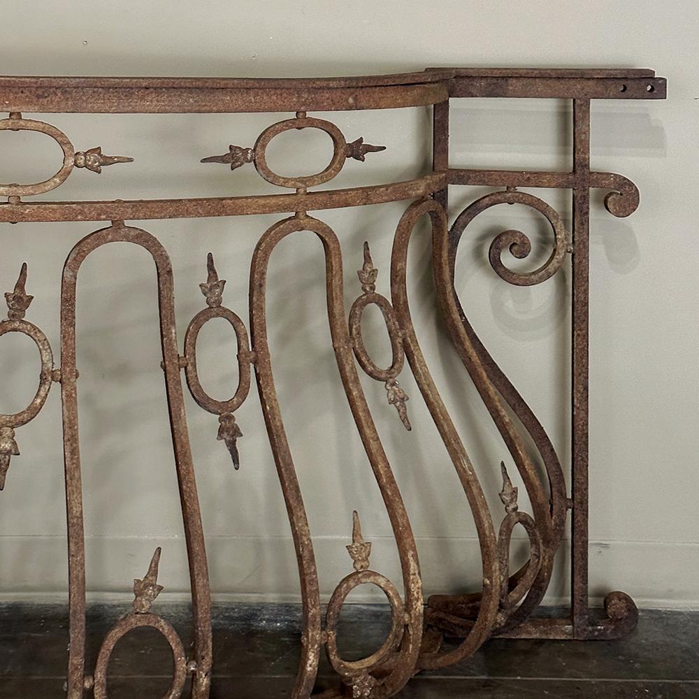 19th Century French Bombe Wrought Iron Balcony Rail ~ Baluster Rail For Sale 5