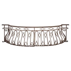 Antique 19th Century French Bombe Wrought Iron Balcony Rail ~ Baluster Rail