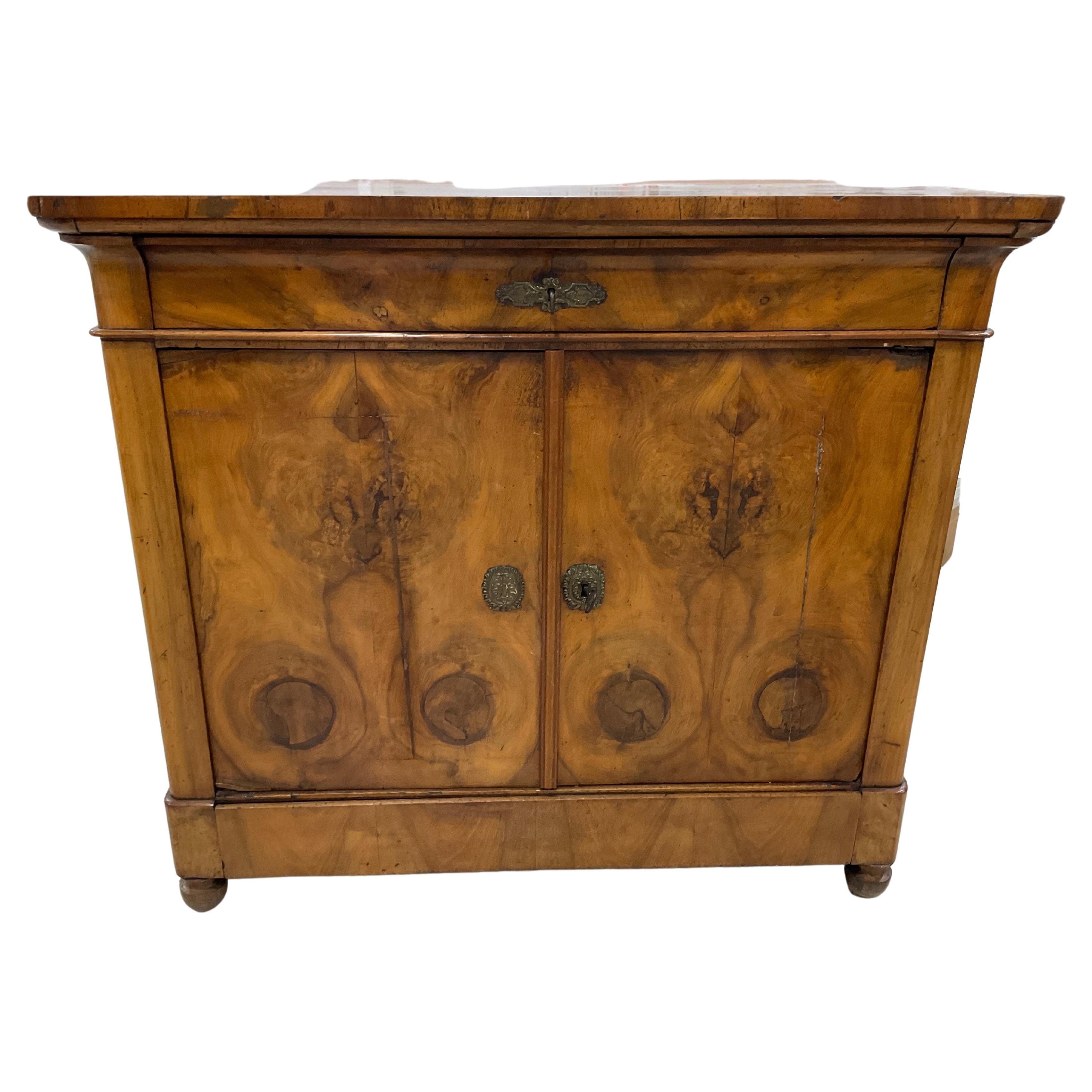 19th Century French Book Matched Walnut Louis Philippe Period Buffet, Sideboard