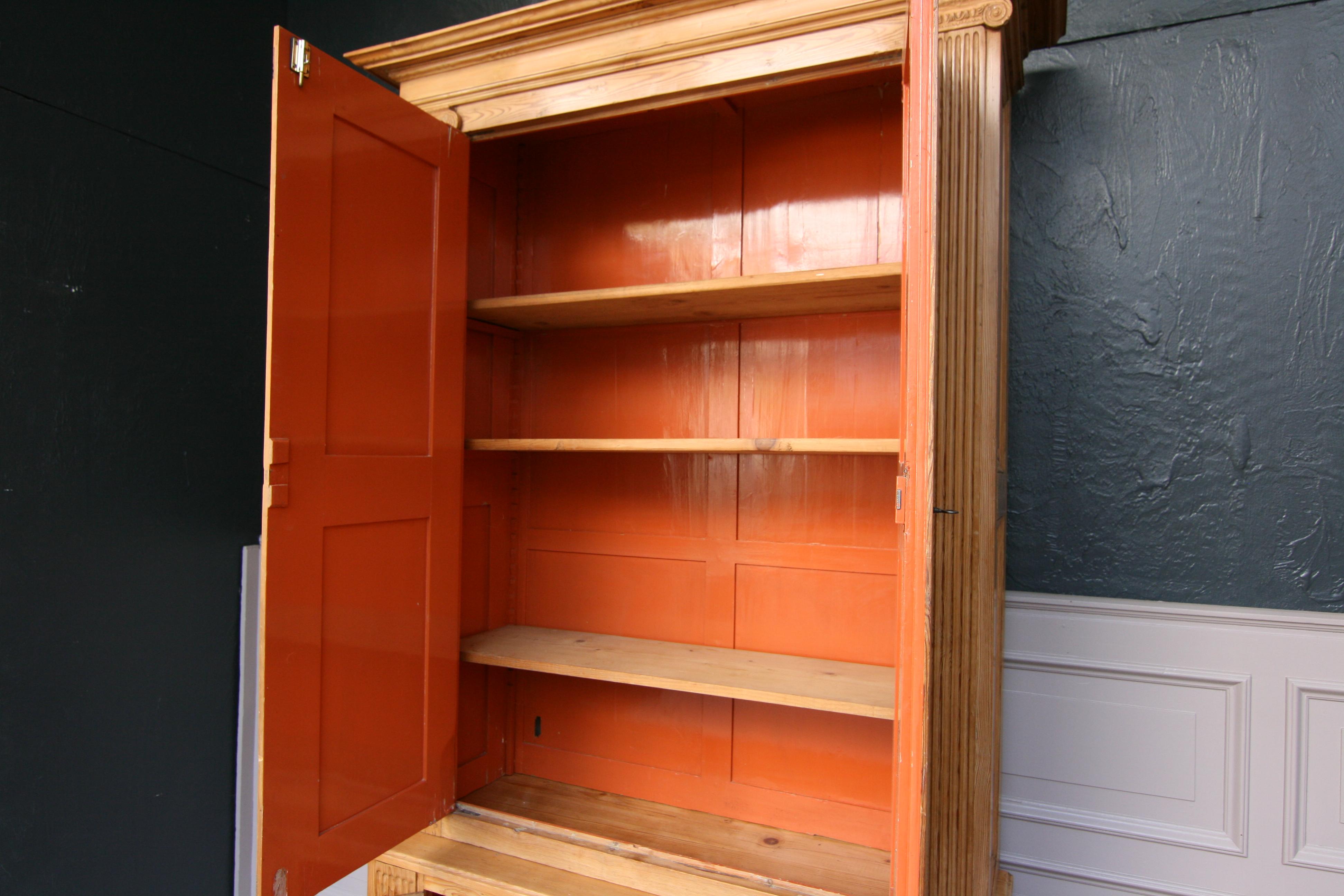 Fir 19th Century French Renaissance Revival Bookcase Cabinet Made of Pine For Sale