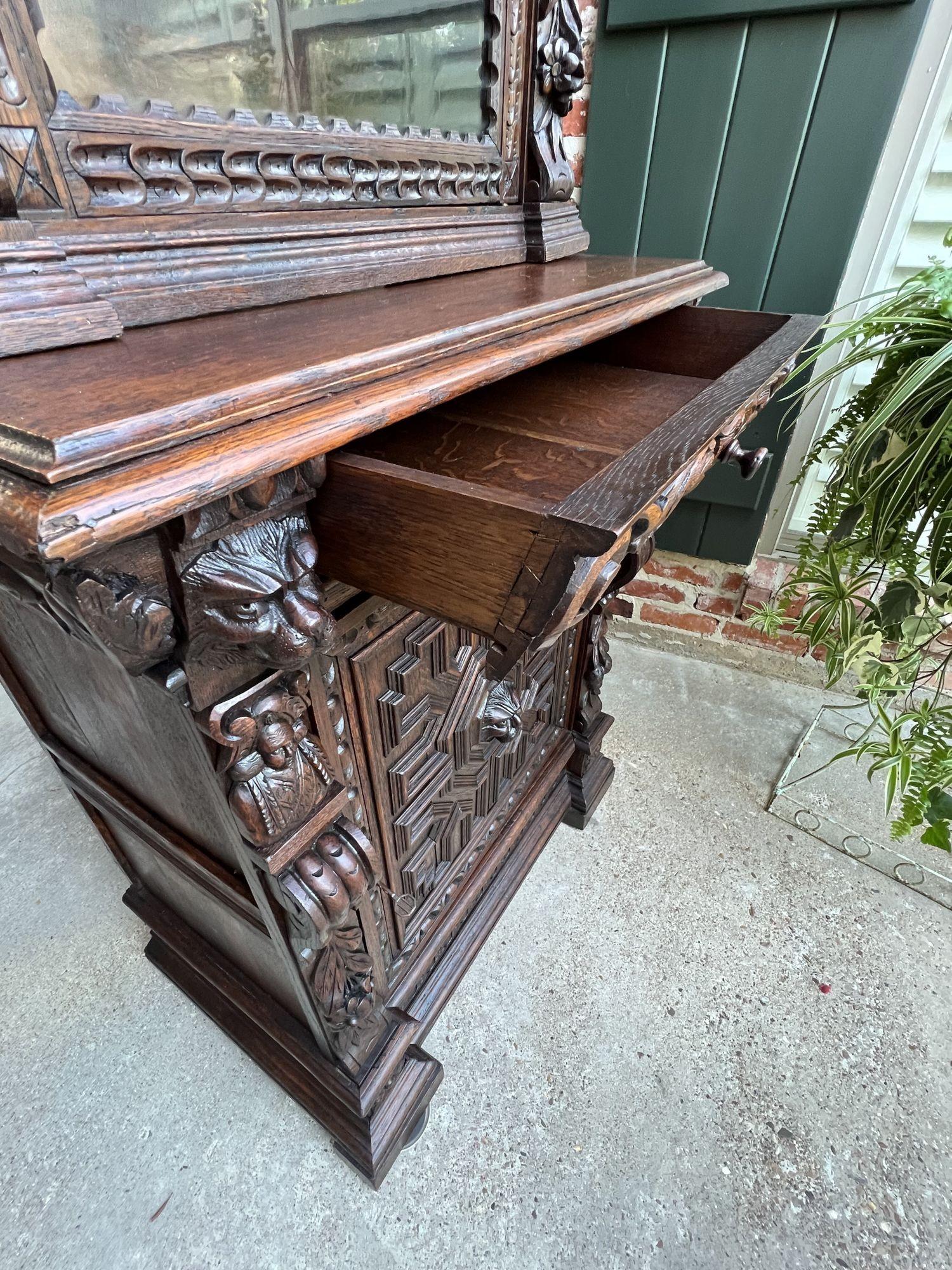 19th Century French Bookcase Hunt Cabinet Oak Black Forest Renaissance Display 6