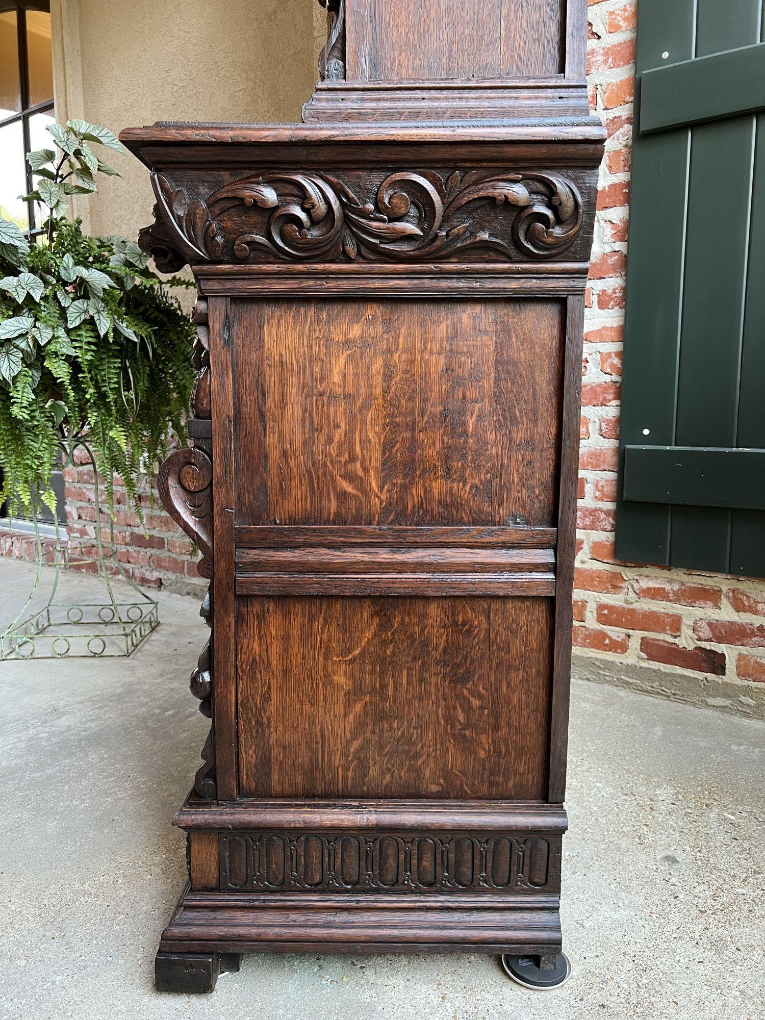 19th Century French Bookcase Hunt Cabinet Oak Black Forest Renaissance Display 13