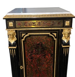 19th Century French Boulle Cabinet with Dore Bronze and White Marble Top