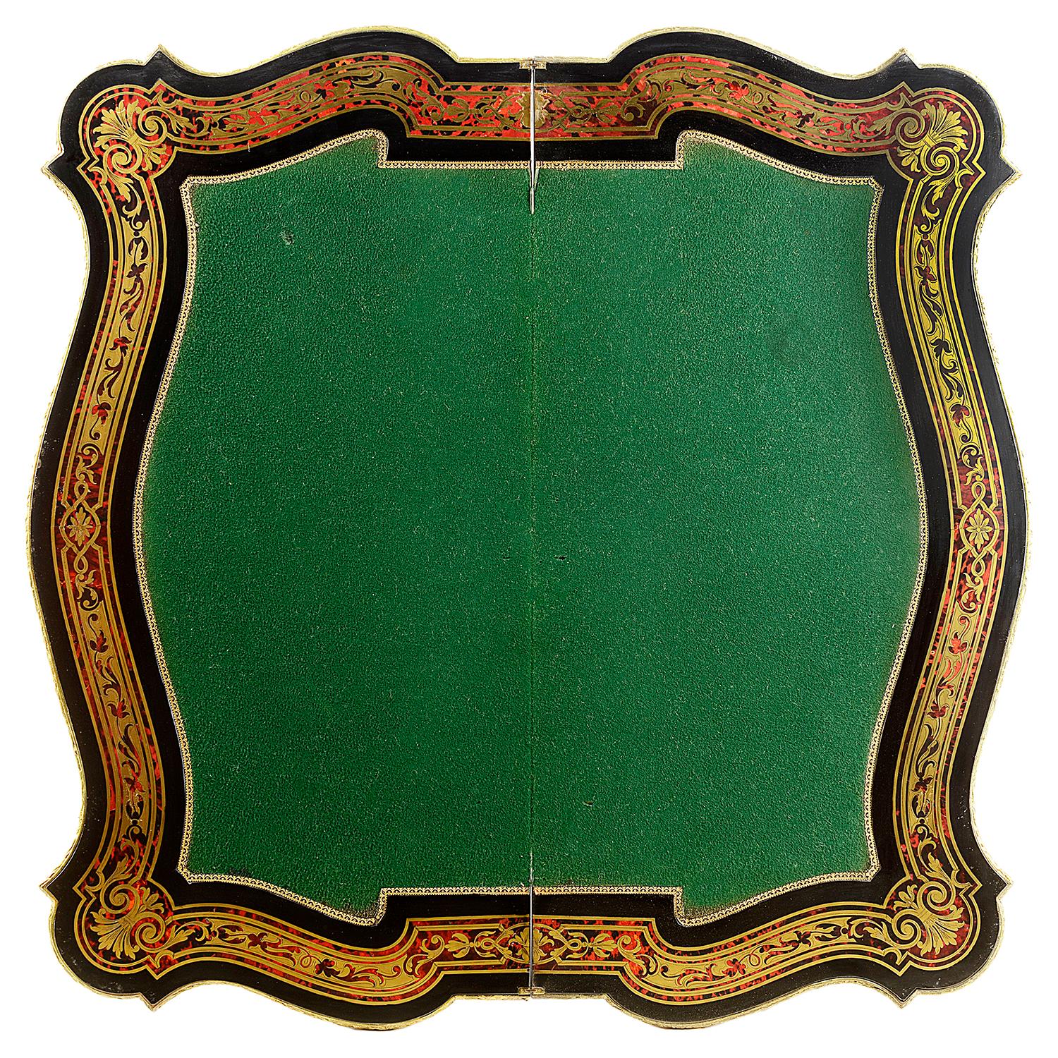 Inlay 19th Century French Boulle Card Table For Sale
