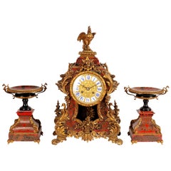 19th Century French Boulle Clock Set