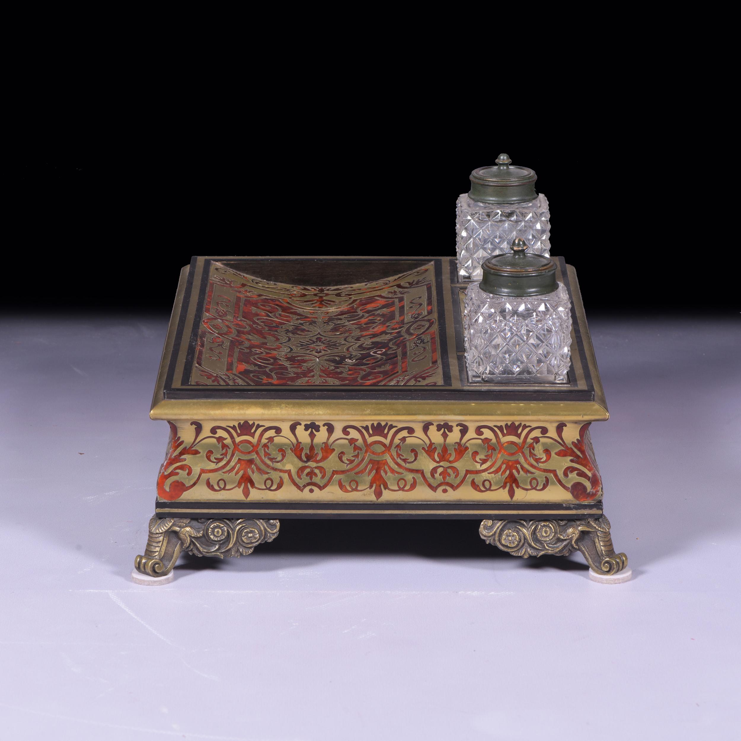 19th Century French Boulle Inkwell of Large Proportions In Excellent Condition For Sale In Dublin, IE